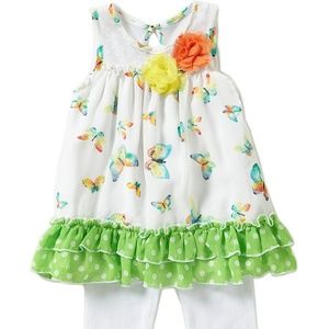 Bonnie Jean Baby Spring Butterfly Capri Green Set